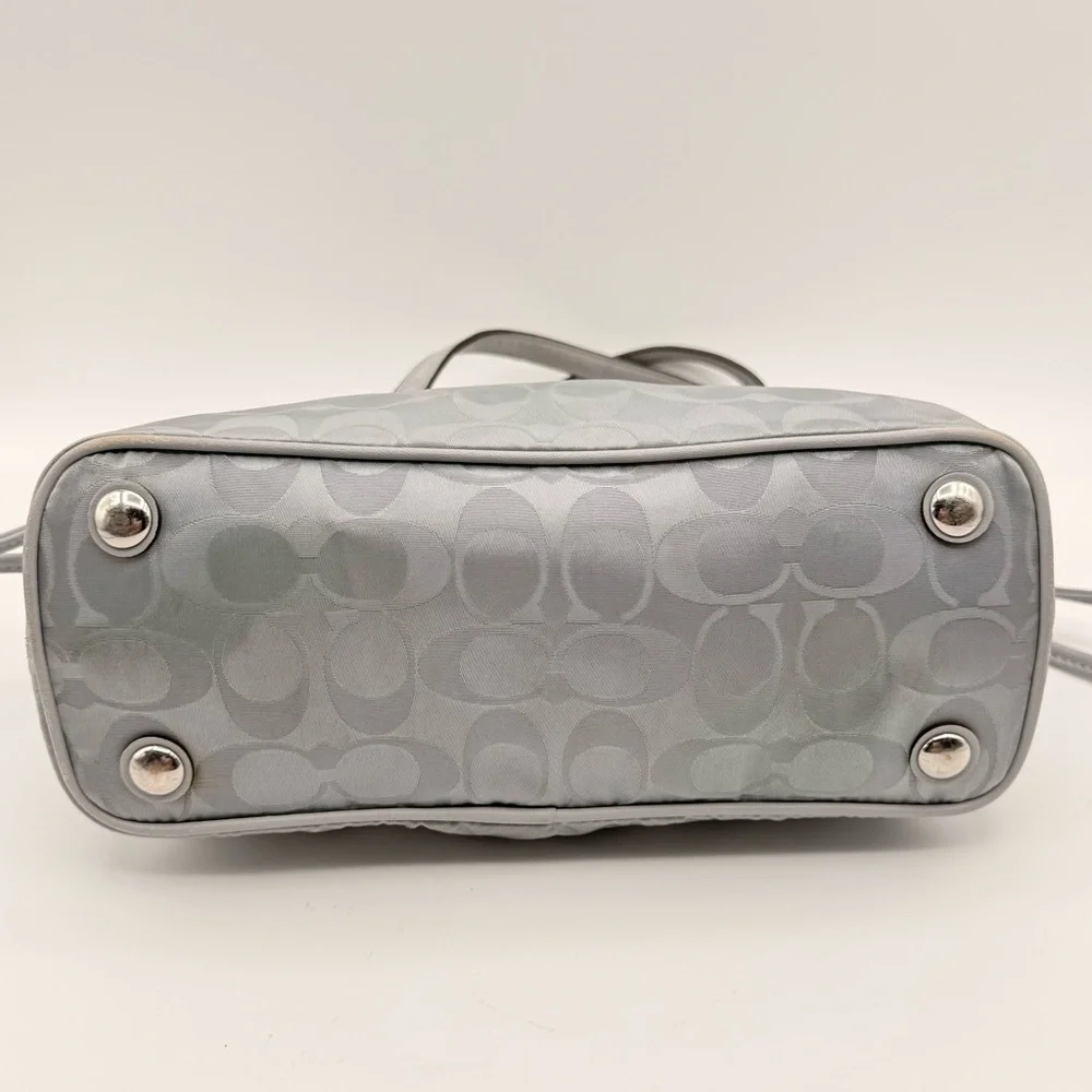 Coach Signature C Gray Leather Trim Satchel Purse Bag Shoulder Tote Handbag - Picture 5 of 15